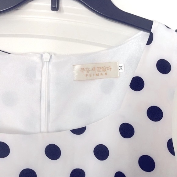 Polka dots mermaid ruffle dress size S/M petite Pretty Woman drop-waist peplum - Picture 5 of 15